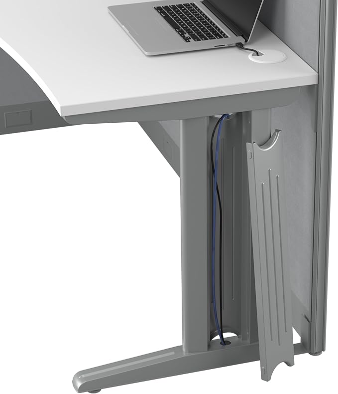 Bush Business Furniture Office in an Hour 4 Person L Shaped Cubicle Desks with Storage, Drawers, and Organizers in Pure White
