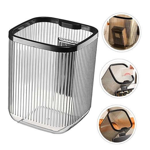 Slim Desktop Trash Can Phone Holder Small Waste Basket for Room Office Kitchen Bathroom Garbage Container