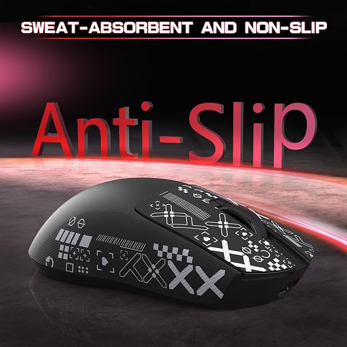 ATTACK SHARK × MAMBASNAKE M4 Wireless Gaming Mouse, 24000 Adjustable DPI PAW3311 Optical Sensor, Programmed Buttons, 52g Lightweight Ergonomic Computer Mice 2.4G/BT/USB-C for PC/Mac-Black&Griptape