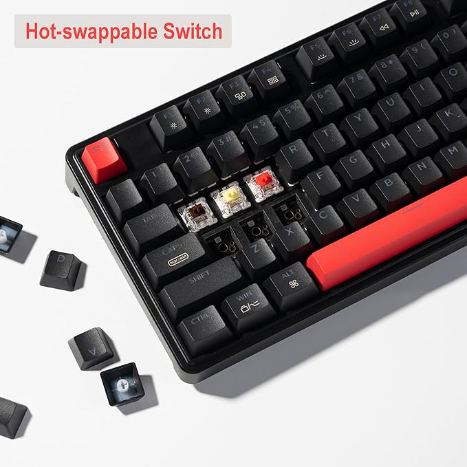 Keychron C3 Pro QMK/VIA Custom Mechanical Keyboard, 8000 Polling Rate Hot Swappable Programmable 87 Keys Compact TKL Layout Gasket Mount, RGB Backlight Wired Gaming Keyboard with Super Red Switches