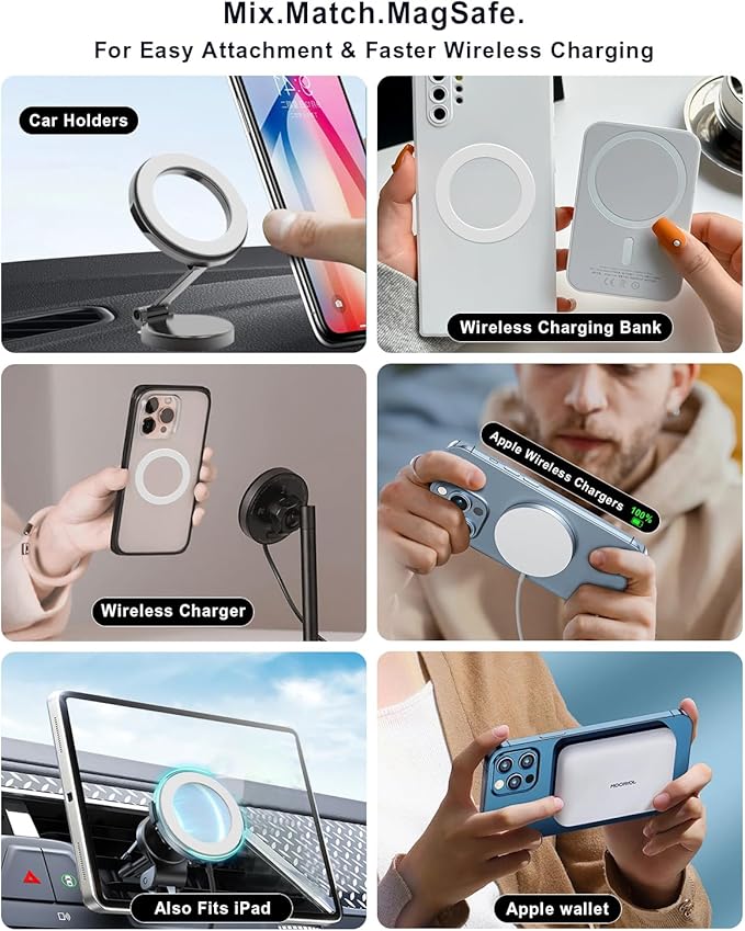 KALAPOP for Magsafe Magnet Sticker 2 Pack-Compatibile with MagSafe Accessories/Charger/Mount/Wallet/Case/Kindle for New iPhone 17/Air/16/15/14/13/12,Pixel 9,Samsung Galaxy Z Fold/Z Flip/S