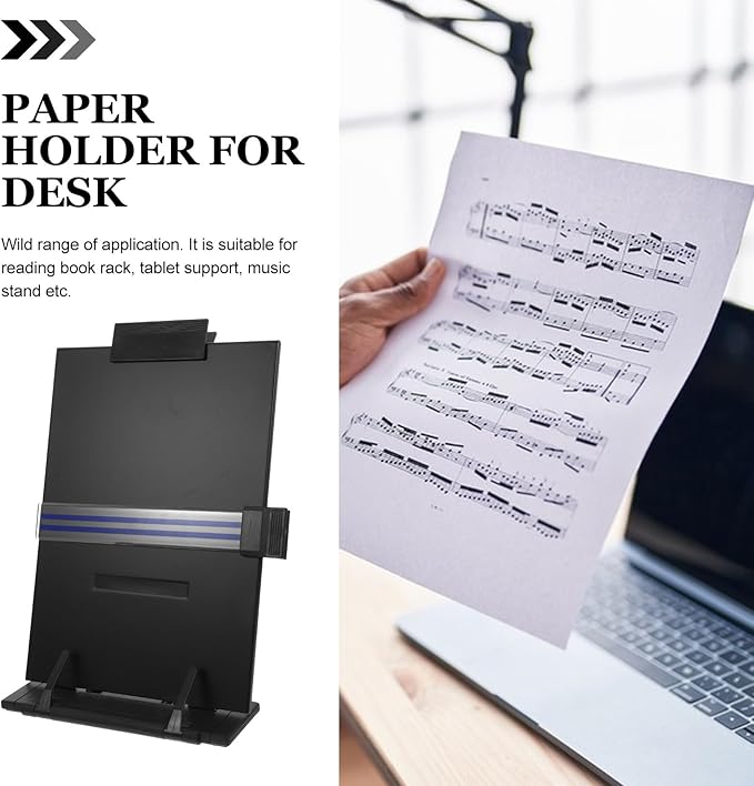 ABOOFAN Adjustable Document Stand and Paper Holder for Desk, Plastic Text and Recipe Book Holder, Desktop Reading and Typing Copyholder for Office and Kitchen Use