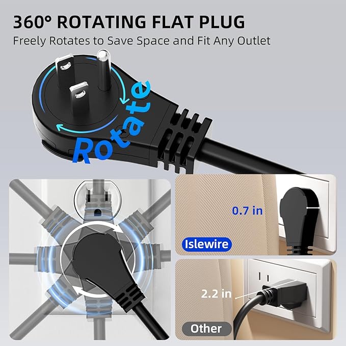 Magnetic Power Strip with Surge Protector, 6FT Power Cord with 360° Rotating Flat Plug, 4 AC Outlets & 4 USB Ports, Dual Magnets & 4 Mounting Holes for Workshop, Home and Office, ETL Listed, Orange
