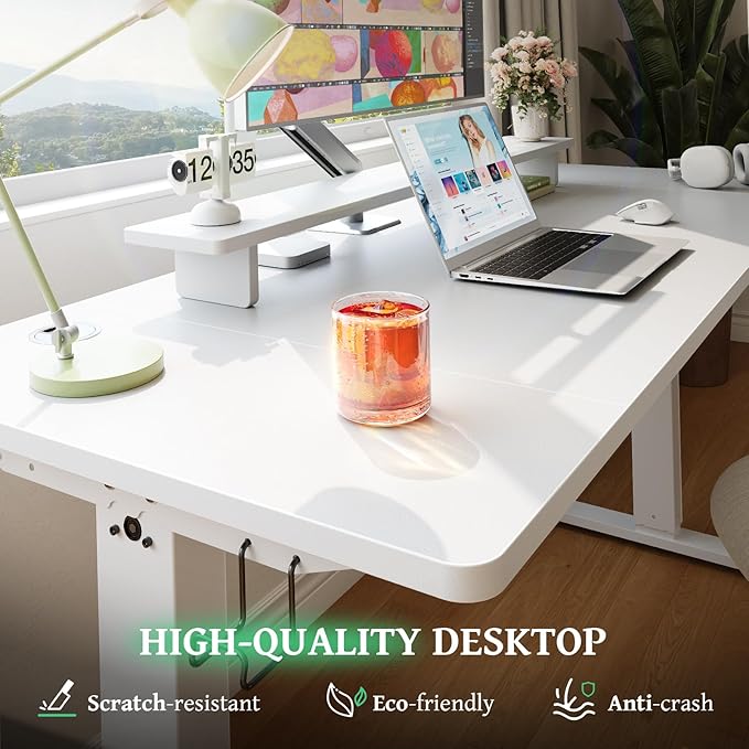 SIAGO Electric Standing Desk Adjustable - 48 x 24 Inch Sit Stand up Desk with 0.8 Inch Thick Tabletop - Adjustable Height Table with 3 Memory Preset, Cable Management for Home Office