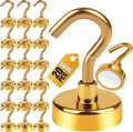 DIYMAG Magnetic Hooks Gold, 30Lbs Strong Heavy Duty Cruise Magnet S-Hook for Classroom, Fridge, Hanging, Cabins, Grill, Kitchen, Garage, Workplace and Office Etc, (20 Pack)