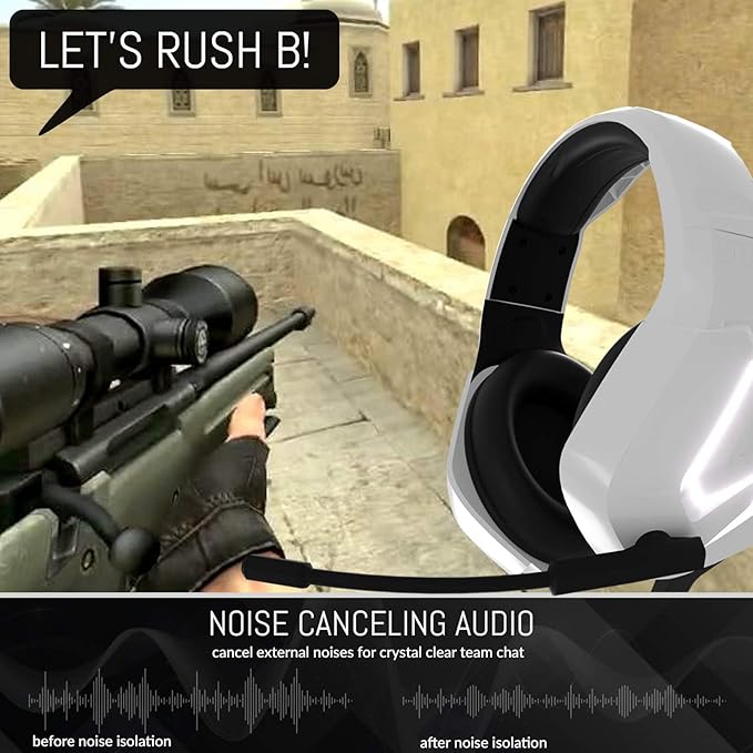 Orzly Gaming Headset (White) for PC and Gaming Consoles PS5, PS4, Xbox Series X | S, Xbox ONE, Nintendo Switch & Google Stadia Stereo Sound with Noise Cancelling mic - Hornet RXH-20 Siberia Edition