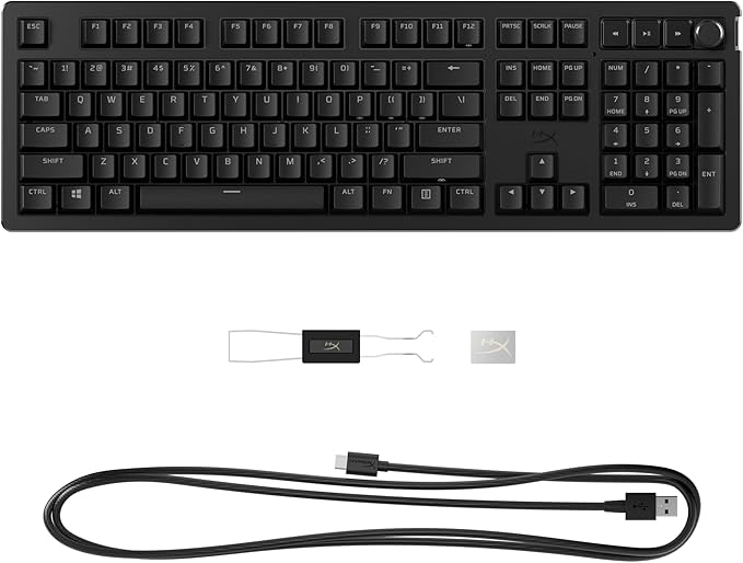 HyperX Alloy Rise – Hot-Swappable Mechanical Gaming Keyboard, PC, Ambient Light Sensor, Gasket Mounted, HyperX Linear Switches