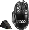 MAMBASNAKE×Attack Shark V6 65g Lightweight RGB Gaming Mouse with Magnetic Charging Dock, BT/2.4G Wireless/Wired 1K Polling Rate, 25K DPI, Programmable Mice for PC/Mac/Laptop(Black&Stickers)