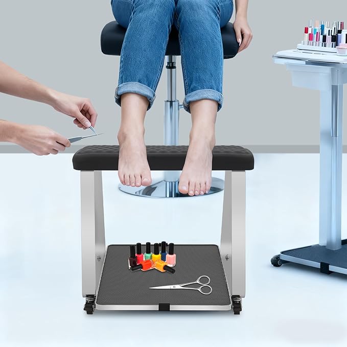 Pedicure Foot Rest for Nail Tech Nail Salon, Nail Stand,PU Leather Foot Nail Stand Rest for Home and Salon Use Pedicure Station (Black)