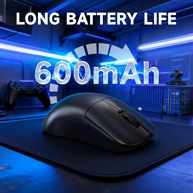 ZIYOU LANG×Magic-Refiner AJ199 Lightweight Wireless Gaming Mouse,Tri-Mode(2.4G/Wired/BT),24K DPI,PAW3311 Optical Sensor,1000Hz Polling Rate,600mAh,49g Ergonomic Mice for Mid-Large Hands-Black