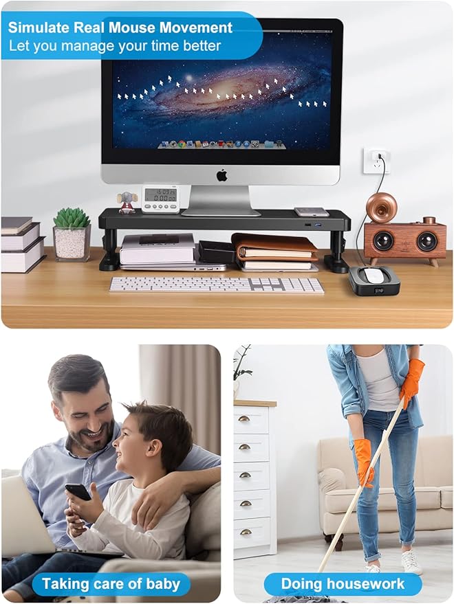 EAXBUX Mechanical Mouse Jiggler,Undetectable Mouse Mover Jiggler Device with Interval Timer Adiustable,LED Display and Random Movement,Gift for Man Keeping PC/Laptop Active to lmprove Work Efficiency