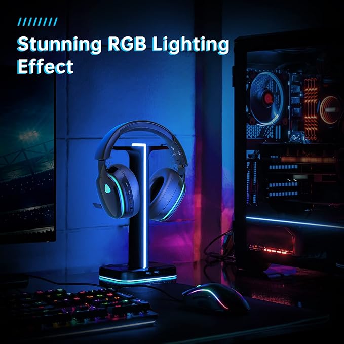 Gtheos 2.4GHz Wireless Gaming Headset for PC, PS4, PS5, Mac, Nintendo Switch, Bluetooth 5.2 Gaming Headphones with Noise Canceling Microphone, Stereo Sound, ONLY 3.5mm Wired Mode for Xbox Series-Black