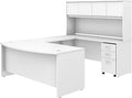 Studio C 72W x 36D U Shaped Desk with Hutch and Mobile File Cabinet in White