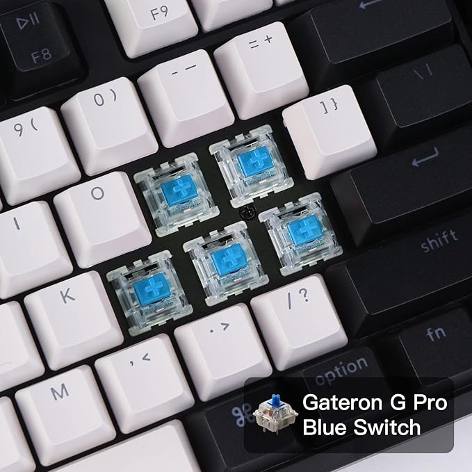 Keychron C1 Mac Layout Wired Mechanical Keyboard, Gateron G Pro Blue Switch, Tenkeyless 87 Keys ABS keycaps Computer Keyboard for Windows PC Laptop, White Backlight, USB-C Type-C Cable