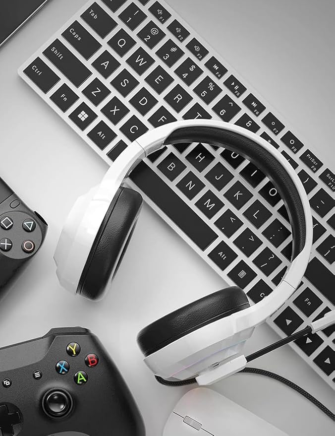 ZIUMIER White Gaming Headset for PC, PS4, PS5, Xbox One, Xbox Series S/X, Switch, Noise Canceling Microphone, Stereo Surround Sound, 3.5mm Wired Gaming Headphones