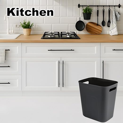 UUJOLY Small Bathroom Trash Can with Trash Bag Wastebasket Garbage Can for Bathrooms, Laundry Room, Kitchens, Offices, Kids Rooms, Dorms, 3.5 Gallons, 3 Pack (Black+White+Dark Grey)