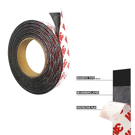 CHUNNIAO Anisotropic Magnetic Tapes with Adhesive 1/2" x 30 Feet (Self-Matched Magnet Strips),Thin Thickness 1/25",Must Haves for Crafts