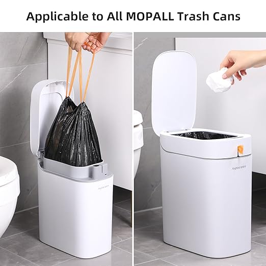 MOPALL Small Drawstring Trash Bag,Easy to Tear and Pack,4 Gallon Garbage Bags,75 Counts