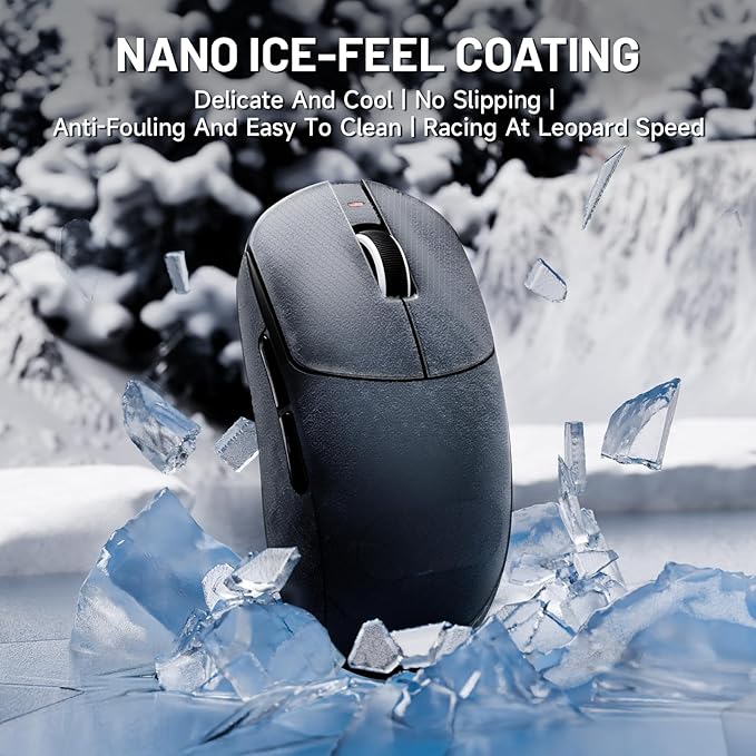 ATTACK SHARK X8ULTRA Wireless Gaming Mouse, 42000 DPI PAW3950MAX Sensor, 8000Hz Optical Nordic 52840 Tri-Mode 2.4G/BT/Wired, 55g Lightweight Big Hand Ergonomic Mouse with Coiled Cable-Black&Tape