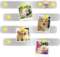 Magnetic Board for Wall - 4Pcs Stainless Iron Magnetic Strips with Adhesive Backing, Magnet Board Bulletin Boards Magnet Strips Memo Board - Includes 10 Yellow Magnets for School Office Kitchen