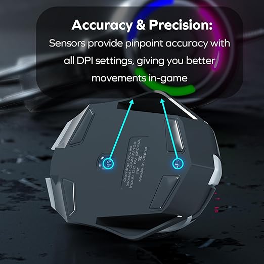 GAME PUNK Phantazma Wired Gaming Mouse with RGB LED Lights, Ergonomic USB Computer Mouse for PC Laptop Windows Mac Linux PS4 PS5 Xbox, High-Precision Optical Sensor Up to 1,500 DPI