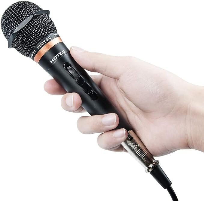 HOTEC Premium Wired Vocal Dynamic Handheld Microphones - Includes 19ft Detachable XLR Cable and ON/Off Switch - 2 Pack, Metal Black