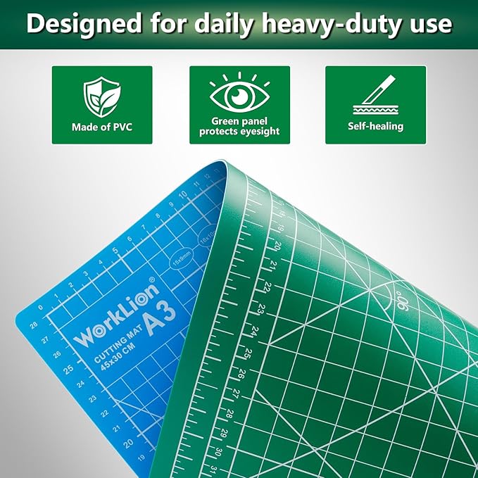 Worklion Self Healing Cutting Mat for Craft-Thickened 18inch x 12inch fabric sewing mat for quilting,rotary cutting, nonslip
