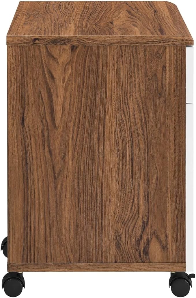 Modway Envision Mid-Century Modern, File Cabinet, Walnut White