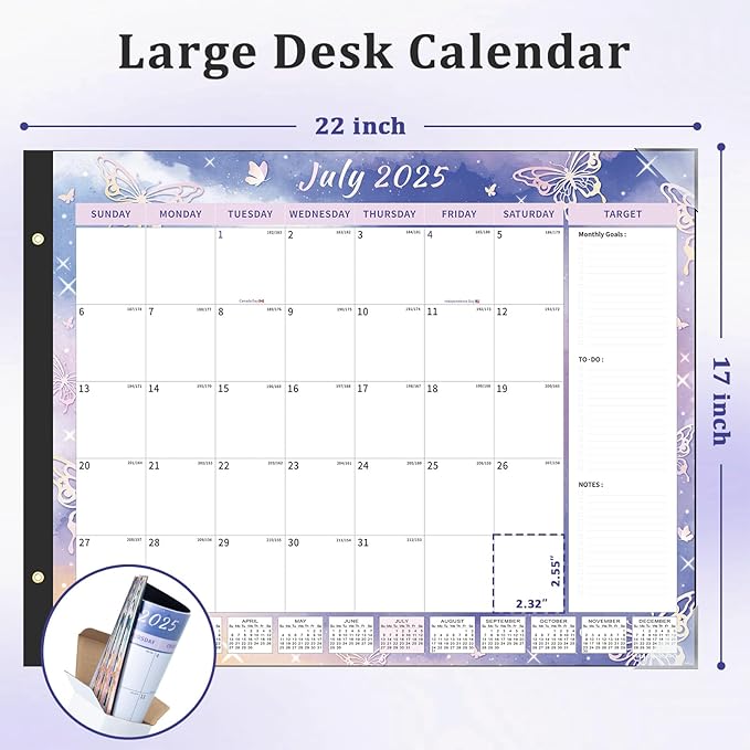 Ospelelf Desk Calendar 2026 Large 22"x17" Monthly Family Planner Pad with Protective Cover 18 Months Use From Now to December 2026 Diversified