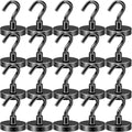 DIYMAG Black Magnetic Hooks, 120 LB Heavy Duty Strong Magnet with Hook, Rare Earth Neodymium Magnets for Hanging, Magnetics Hanger for Curtain, Home, Kitchen, Workplace, 20 Packs