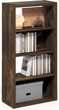 Furinno Viola Book Shelf, 4-Tier Bookshelf, Extra Thick Frame Bookcase with Open Shelf, Open Back Design, 11.3" x 23.2" x 45.4", for Living Room, Bedroom, Home Office, Amber Pine