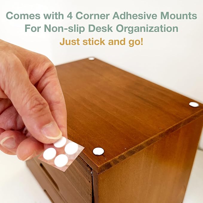 4 Drawer Desktop Storage Organizer in Modern Wood Design (9.8”x6.9”x 9.8”) 4-Drawer Stackable Drawer Unit - Vanity Accessories Organizer (1-Pack)