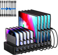 270W Charging Station for Multiple Devices, 20-Port USB Fast Charging Station with Adjustable Dividers & 10 Cables, Multi Device Organizer Charging Dock for iPhone, iPad, Tablets & More(Black)