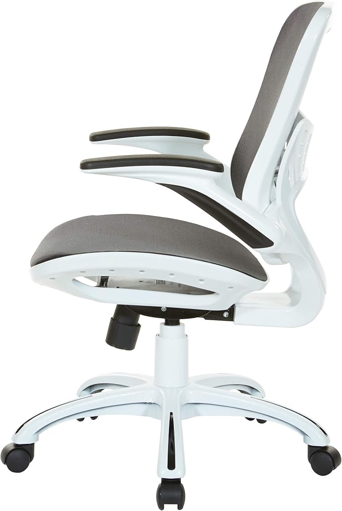 OSP Home Furnishings Riley Ventilated Manager's Office Desk Chair with Breathable Mesh Seat and Back, White Base with Black