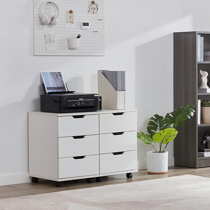 Farini Wood File Cabinet for Home Office,Under Desk 3 Drawer Mobile File Cabinet(White,Non-Assembled)