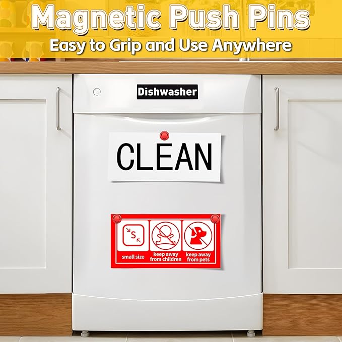 16 Pcs Fridge Magnets, Refrigerator Magnets, Small Strong Magnets, Whiteboard Magnets for Fridge, Magnetic Push Pins for Locker, Kitchen Decor and Accessories, Office, Classroom Organization