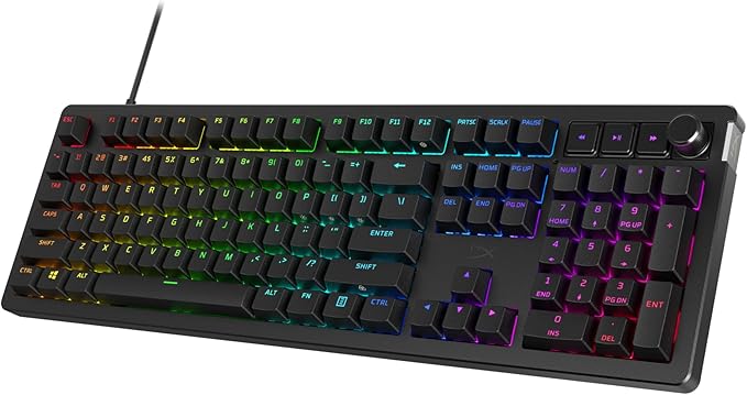 HyperX Alloy Rise – Hot-Swappable Mechanical Gaming Keyboard, PC, Ambient Light Sensor, Gasket Mounted, HyperX Linear Switches