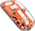 A.JAZZ Wireless Bluetooth5.1&2.4G Mini Lightweight Mouse,Transparent Clear Cool,Rechargeable Silent Computer Mice,Nano USB C Receiver,LED Battery Magic Silm For Office/PC/Mac/Laptop/Apple/ipad(Orange)