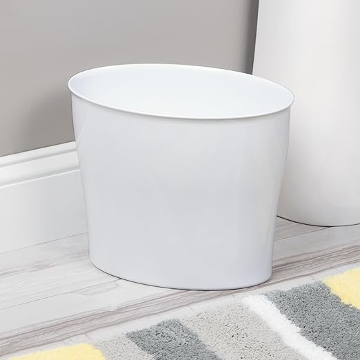 iDesign Small Oval Trash Can - Ideal for Bathroom or Home Office - Set of 2 - White - Made in USA