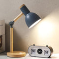 Small Wooden Desk Lamp,Adjustable tri-Color Kids Table Lamp,Desk Lamp for Home Office,Bedside lamp,Dorm lamp (Grey)