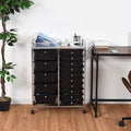 Moccha 15-Drawer Rolling Storage Cart - Under Desk Storage Drawers with wheels for Craft Art Supply Paper Salon, Scrapbook Paper Tools, Mobile Utility Cart for Classroom (15 Drawers, Black)