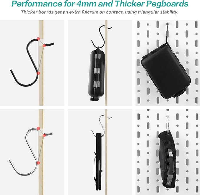 Small Pegboard J Hooks - 80pcs Metal Peg Board Hangers for Tiny Holes - Anti-fall Universal Fit Pegboard Wall Organizer Jewelry Tools Holders for Retailer Garage Craft Office Display Storage (Silver)