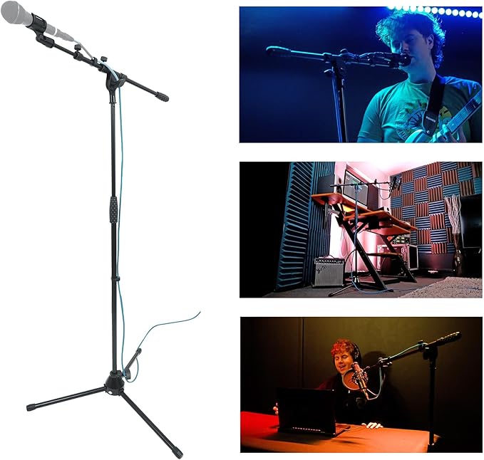 Rockville Podcasting Bundle: RMC-XLR Metal Handheld Dynamic Microphone, Dual Cables, RVMIC1 v2 Pro Tripod Mic Stand, Telescopic Boom, 2-Items
