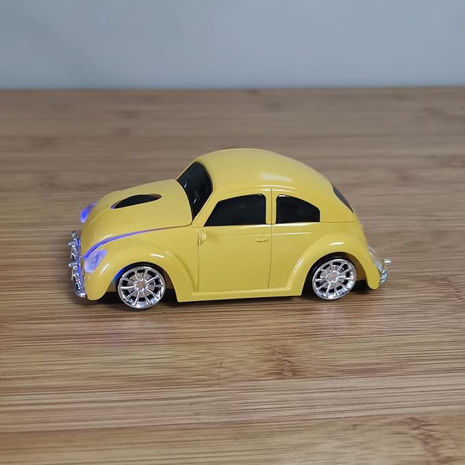 Car Mouse for Computer, Cool and Cute Car-Shaped Mouse, Wireless 2.4Ghz Optical Mice for Laptop PC Mac (Yellow)