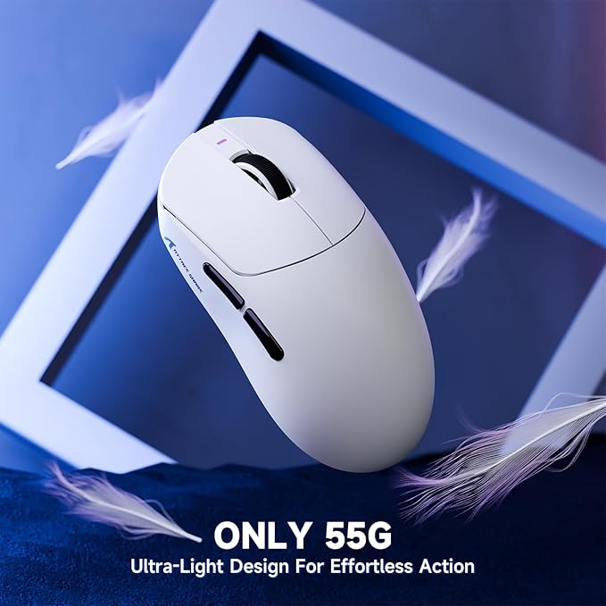 MAMBASNAKE Attack Shark X8 PRO 8K Wireless Gaming Mouse,PAW3395PRO 40K DPI Sensor,Tri-Mode Broadcom BK52820 Chip,Superlight Ergonomic Mouse for Large Hands,Cloud-Based Software,for Win/Mac(White)