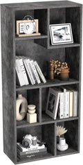 VECELO 7-Cube High Bookcase 42 Inch - 4-Tier Modern Storage Cabinet with Adjustable Height Shelves, Easy Assembly for Textbooks Display, Home Office, Grey