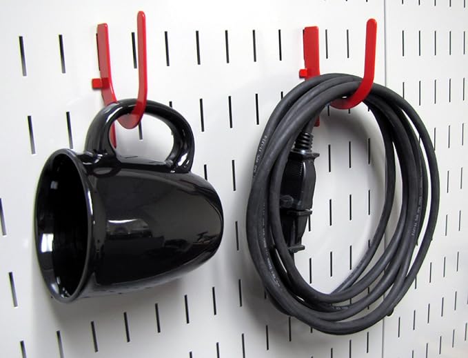 Wall Control KT-200-DLX R Slotted Storage Panel Deluxe Hook Kit, Red