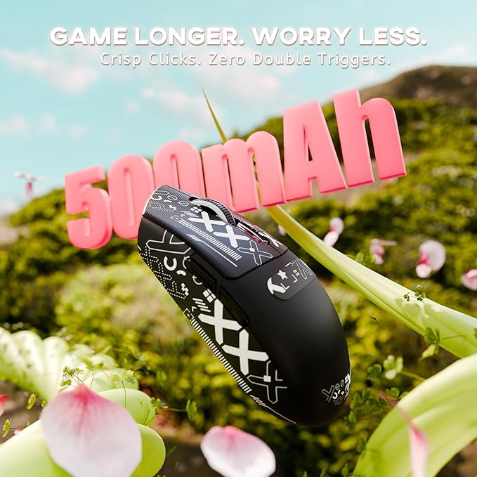 ATTACK SHARK G3 Wireless Gaming Mouse,Tri-Mode 2.4G/BT5.2/USB-C Gaming Mouse,PAW3311 Sensor,25,000 DPI,59g Lightweight,5 Programmable Buttons,500mAh Rechargeable Gaming Mice,PC/Mac(Black&Sticker)