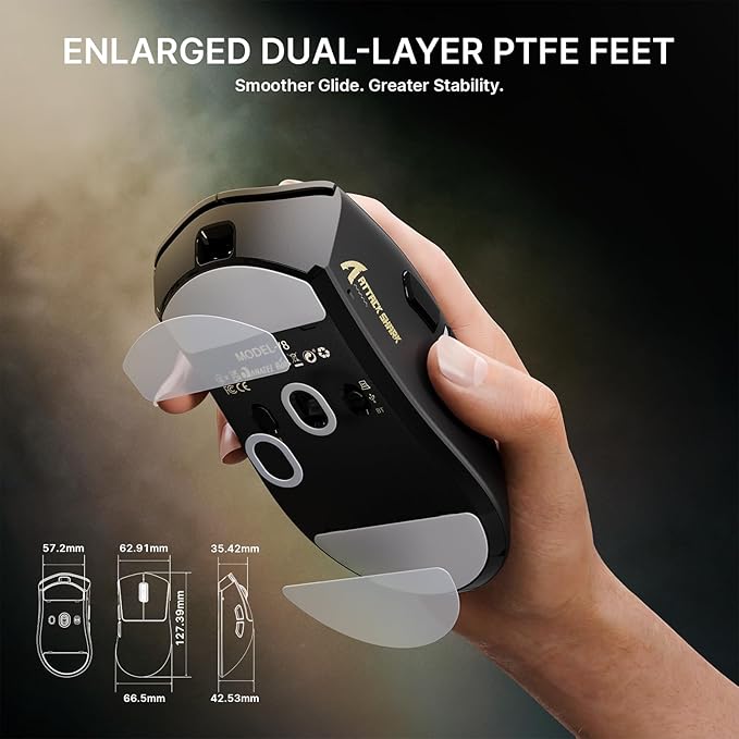 ATTACK SHARK V8 8K Wireless Gaming Mouse Whit 42000 DPI-PAW3950 MAX Sensor-59g Lightweight-Nordic54L15 MCU-400h Battery Life, Triple Modes,Gaming Accessories for PC/Laptop/Mac (Black)