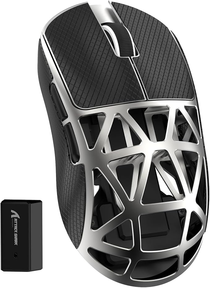 ZIYOU LANG x Attack Shark R2 Superlight Wireless Gaming Mouse,Magnesium Alloy, PixArt PAW 3950 Sensor,Adjustable 42K DPI,8K Hz Polling Rate,5 Programmable Button,Long Battery Life,PC/Mac/Xbox/PS-Grey